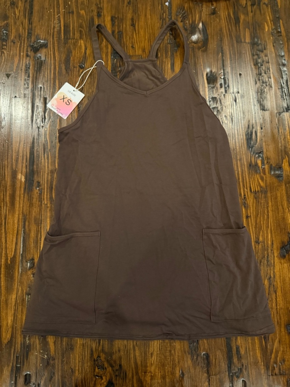 Brown Racerback Tank Dress by FASHION - XS Runs like a small